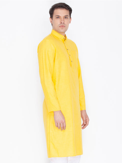 Men's Yellow Linen Kurta